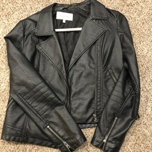 Cupcakes and cashmere Black faux leather jacket